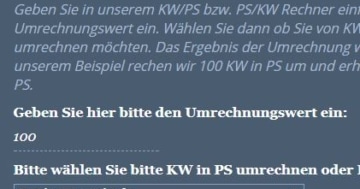 kW in PS oder PS in kW Rechner