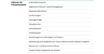 Faktoren der Fuhrparkanalyse